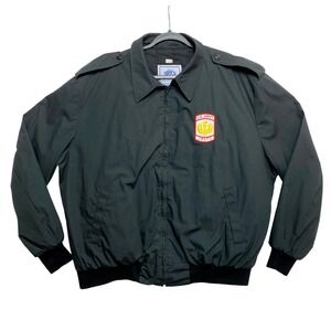 US Army JROTC Bomber Jacket Mens Size XL Black Quilted Lined Military